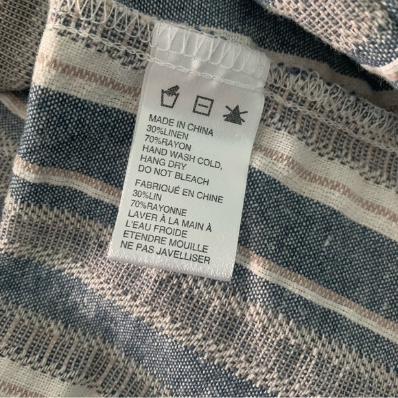 Ethereal By Paper Crane Off Shoulder Ticking Stripe Linen Blend Top Size Small - Picture 6 of 6